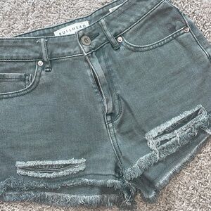 Distressed jean shorts